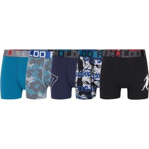 JBS - Ronaldo Boxershorts - 5-pack - Navy/Grijs Gevlekt/Petrol - Katoen