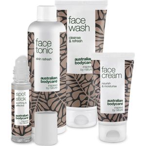 Australian Bodycare - Anti-Puistjes Pakket - Gezichtsverzorgingsset - Tea Tree Olie - 100ml Reiniger + 150ml Tonic + 50ml Crème + 9ml Stick