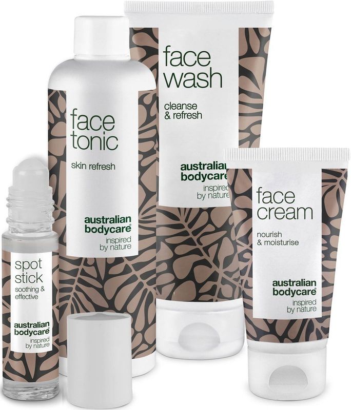 Australian Bodycare - Anti-Puistjes Pakket - Gezichtsverzorgingsset - Tea Tree Olie - 100ml Reiniger + 150ml Tonic + 50ml Crème + 9ml Stick