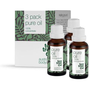 Australian Bodycare Pure Tea Tree Olie 3x30 ml - Pakket met 3 flesjes pure Tea Tree Olie - 100% puur natuurproduct tegen huidproblemen - Houdt de goede flora op de huid in balans - Effectief bij jeugdpuistjes, pukkeltjes en andere huidproblemen