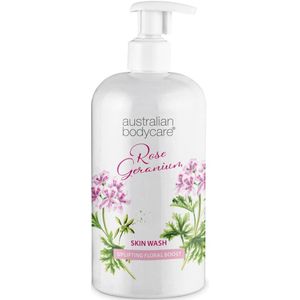 Professionele Rose Geranium Skin Wash — Professioneel showergel met Tea tree Olie & Rose Geranium