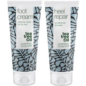Pakket voor eelt op de voeten en hielen — Voetcrème en hielklovencrème met ureum en Tea Tree Olie tegen droge voeten en hielscheuren