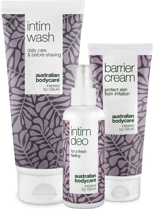 Australian Bodycare - Incontinentie Verzorgingspakket - Intieme Zeep 200 ml - Barrièrecrème 100 ml - Intieme Deodorant 100 ml