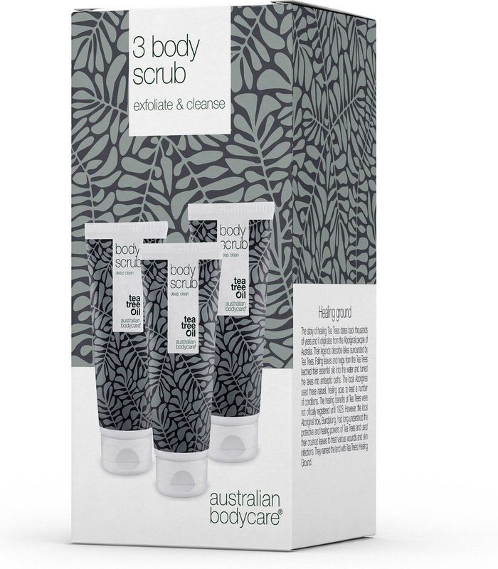 Australian Bodycare - 3x Body Scrub 200ml met tea tree olie | Tegen puistjes, onzuivere huid, ingegroeide haartjes, keratosis pilaris en aardbeienpootjes | 100% natuurlijk en veganistisch | Dermatologisch getest