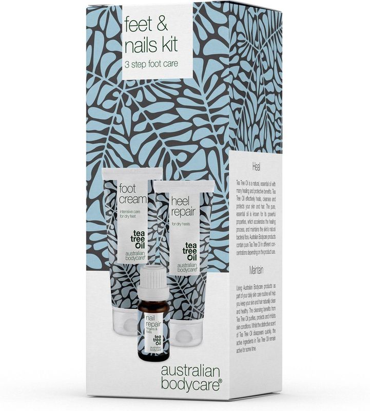 Verzorgingskit voor Voeten en Nagels met Tea Tree Olie - Voetcrème, Hielherstel en Nagelherstel voor Zachtere, Gezondere Voeten en Nagels - Hydrateert en Repareert Gebarsten Hielen