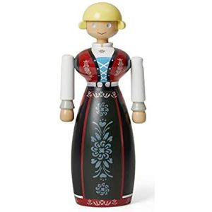 Kay Bojesen Norsk Bunad vrouw figuur gemaakt van hout, kleur: wit/rood/blauw, afmetingen: 8 x 18 x 6 cm, 39287