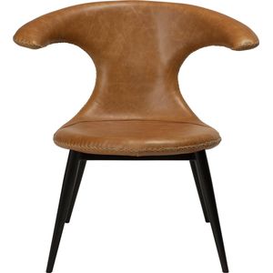 FLAIR Lounge Chair - Light brown leather w. round black legs