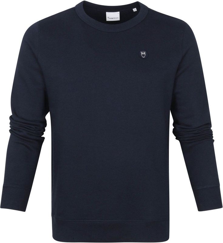 KnowledgeCotton Apparel - Erik Basic Badge Sweat - Total Eclipse - Katoen
