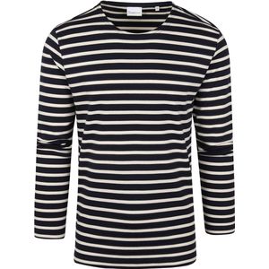 KnowledgeCotton Apparel Longsleeve T-shirt Strepen Donkerblauw - Heren - Print T-shirts