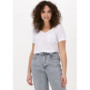 Object Objetessi Slub S s V-neck Noos Tops T-shirts - Wit