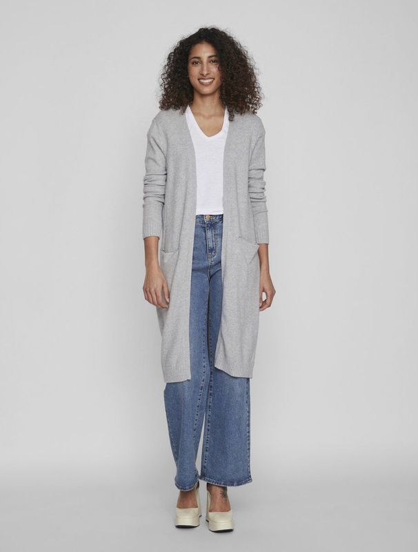 Gebreid Vest - Split Hals - Lange Mouwen - Viscose/Polyester/Nylon