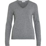 VILA Viril V-hals L/S Knit Top - Noos Damestrui, Medium grijs mengsel., XXL