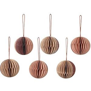 Broste Copenhagen Kerstboomversiering 6-delig van papier in de kleur beige/roze, 70080421, 5 cm