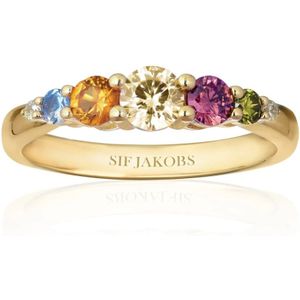 Sif Jakobs Jewellery, Accessoires, Dames, Geel, 58 MM, Goud vergulde Sterling Zilveren Ring met Multikleurige Zirkonia