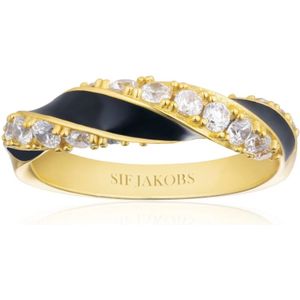 Sif Jakobs Jewellery, Accessoires, Dames, Geel, 54 MM, Elegante Zirkonia en Emaille Ring