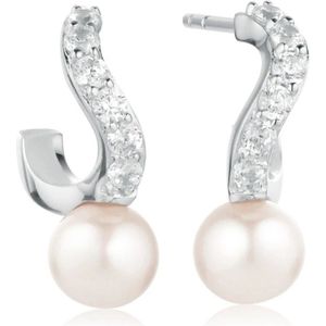 Sif Jakobs Jewellery, Accessoires, Dames, Grijs, ONE Size, Zilveren Oorbellen met Zirkonia en Parels