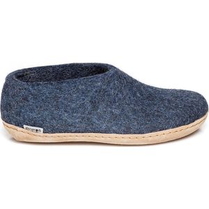 Glerups - Shoe Leather Sole - Pantoffels - Denim - Leder - Dichte Hiel