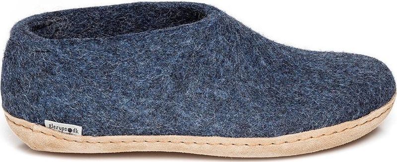 Glerups - Shoe Leather Sole - Pantoffels - Denim - Leder - Dichte Hiel