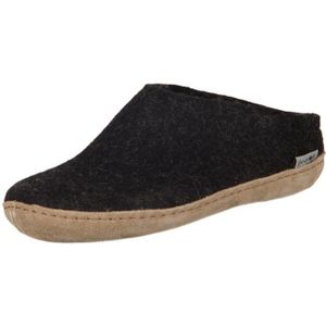 Glerups Sloffen Unisex - Zwart - Wol - Leren Zool