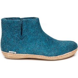 Glerups - Sloffen - Petrol - 100% Wol - Leren Zool