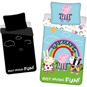 Peppa Pig Dekbedovertrek Glow in the Dark, Playmates - Eenpersoons - 140 x 200 + 70 x 90 cm - Katoen
