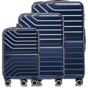 Kofferset 3-delig - Marine Blauw - Complete kofferset - Draaibare wielen - 37L Handbagage + 65L en 100L Ruimbagage