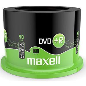 Maxell DVD+R 4,7 GB 16x onbewerkte DVD-spindel, 50 stuks, 275640.59.GB