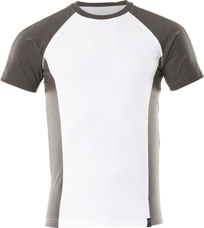 Mascot - Unique T-shirt - Wit/Donkeraantraciet - Gekamd Katoen