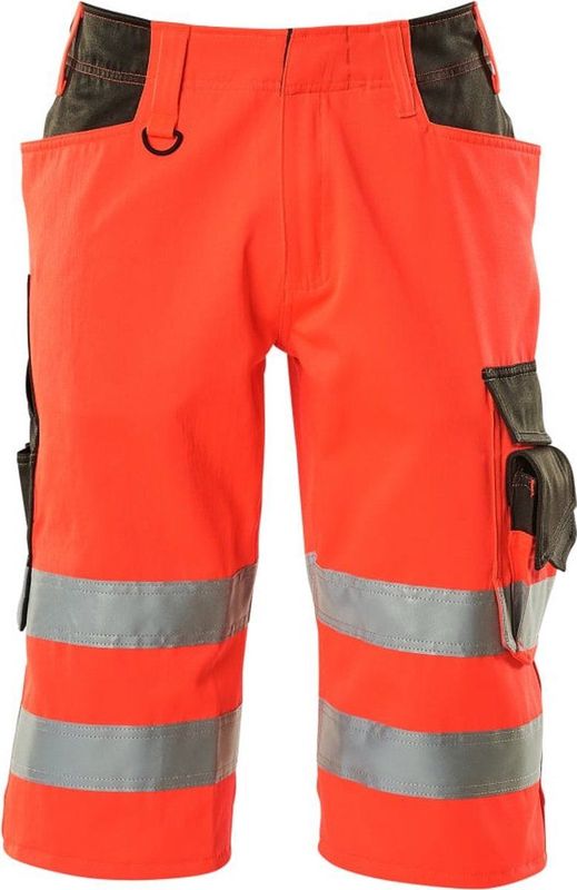 MASCOT® unisex Warnschutzhose kurz Luton  rot, dunkelanthrazit Größe 50
