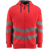 Mascot 50138-932 Capuchontrui met rits Hi-Vis Rood/Donkerantraciet maat 2XL