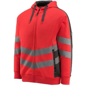 Mascot 50138-932 Capuchontrui met rits Hi-Vis Rood/Donkerantraciet maat 2XL