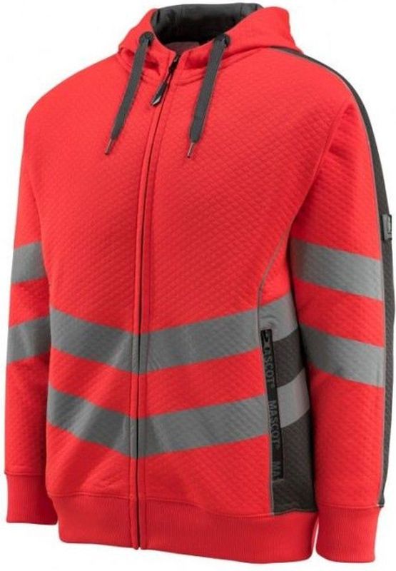 Mascot 50138-932 Capuchontrui met rits Hi-Vis Rood/Donkerantraciet maat 2XL