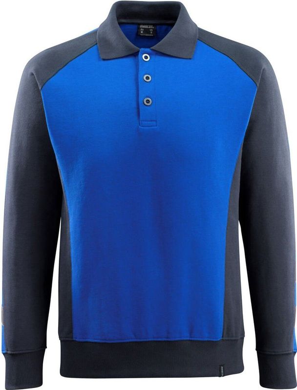 Sweater - Tweekleurig - Katoen/Polyester - Tricot Kraag met Knoopsluiting