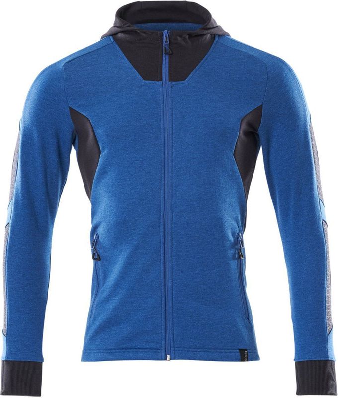 Mascot - Accelerate Capuchontrui met Rits - Helder Blauw/Donkermarine - 60% Katoen/40% Polyester