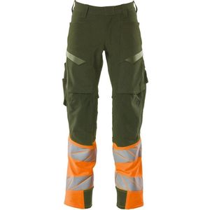 Mascot Accelerate Safe Broek Met Kniezakken 19179 - Mannen - Mosgroen/Oranje