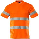 T-shirt - Fluorescerend - Katoen/Polyester - V-hals - Reflectieband
