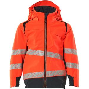 Kinder Hardshelljacke Gr. 128 hi-vis rot/schwarzblau - Mascot