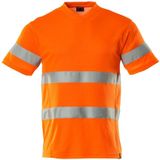 T-shirt - Fluorescerend - Katoen/Polyester - V-hals - Reflectieband