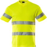 T-shirt - Fluorescerend - Katoen/Polyester - V-hals - Reflectieband