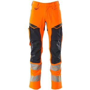 Mascot - Accelerate Safe Broek - Hi-Vis Oranje/Donkermarine - Stretchstof - Kniezakken