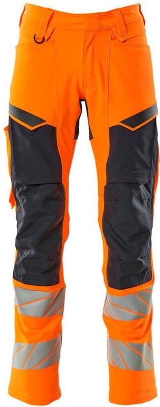 Mascot - Accelerate Safe Broek - Hi-Vis Oranje/Donkermarine - Stretchstof - Kniezakken
