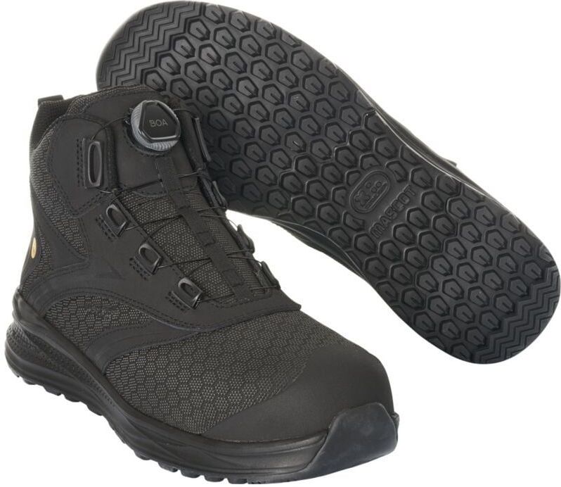 Mascot - F0253-909 Veiligheidsschoenen - Zwart - Lichtgewicht - Ademend - Boa® Fit System - Versterkte Neus van Koolstofvezel - ESD-goedgekeurd