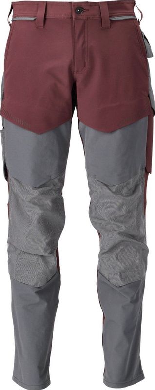Mascot Customized Broek met kniezakken 22379-311 - bordeaux/steengrijs