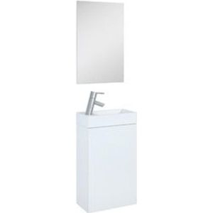 Plieger Senza toiletmeubel met 1 deur met spiegel 40cm met omkeerbare keramische wastafel glanswit Z91201
