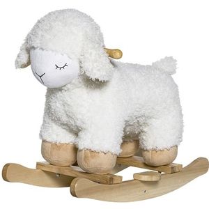 Hobbelpaard - Schaap - Wit - Stof en Hout