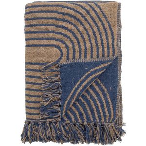 Bloomingville - Plaid Tiffanie - Blauw en Beige - Gerecycled Katoen - 130 x 160 cm