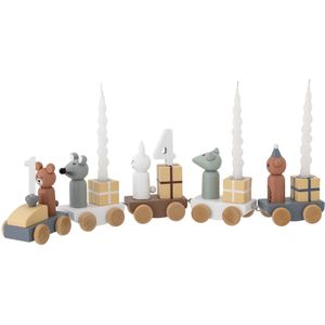 Bloomingville - Verjaardagsdecoratie Trein Junaid - Blauw - FSC-gecertificeerd Hout - 38 x 11 x 5 cm