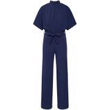 Jumpsuit - Effen - Gladde Stof - Halve Mouw - Opstaande Kraag