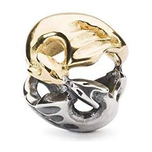 Trollbeads Zilver/gouden kraal dansende draak, Eén maat, zilver/goud, Geen edelsteen