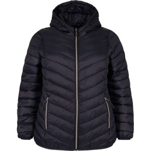 ZIZZI - CASALLY - Dames Jas - Zwart - Gewatteerd Lichtgewicht Jack met Capuchon